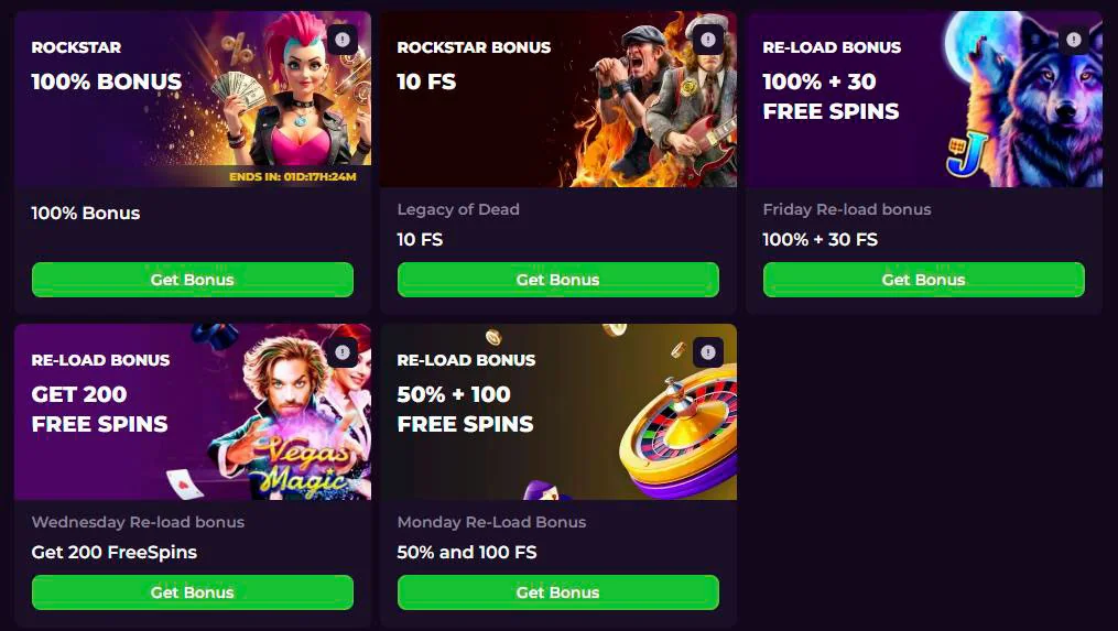 Bonus Offers at Rockstar Casino